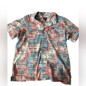 Billabong x Budweiser Insignia ‘King of Beers’ SS Button-Up Shirt, Men’s L